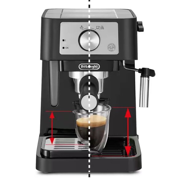 De'Longhi Espresso Machine, 15 Bar Pump, Milk Frother, Black/Stainless, EC260BK - Picture 3 of 11